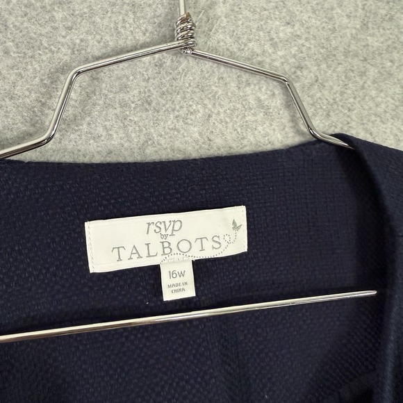 Talbots RSVP blazer womems 16W navy blue beaded open front cotton - Picture 4 of 8